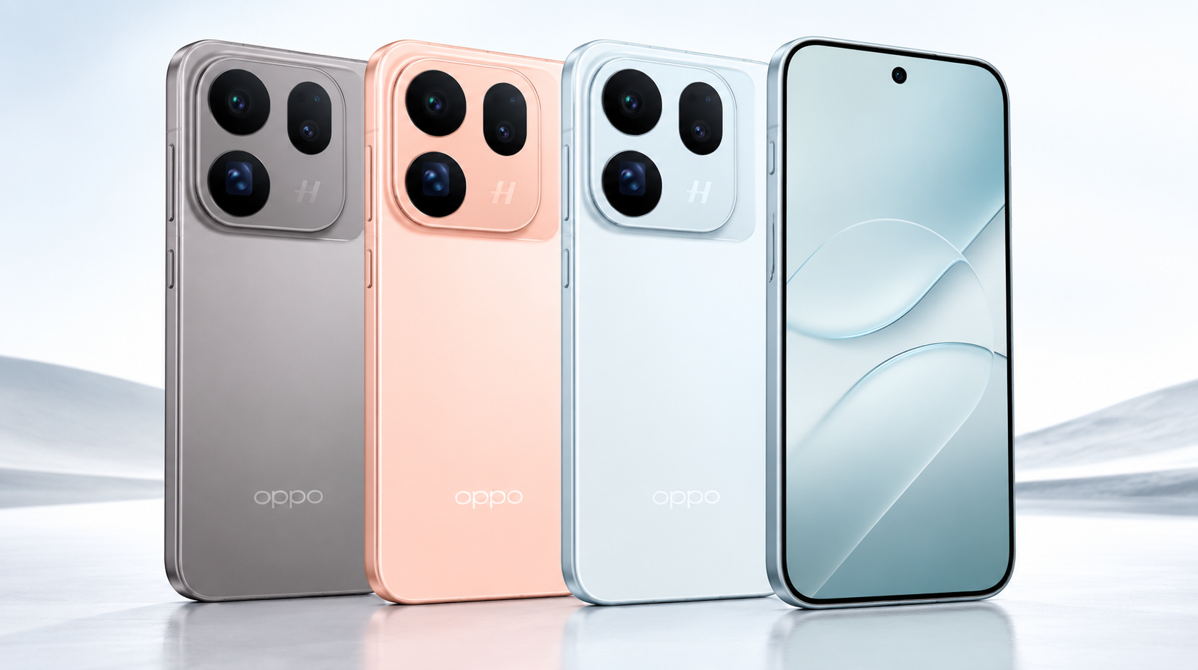 OPPO Find X10 Series smartphones showing rear camera design, colour options and front display