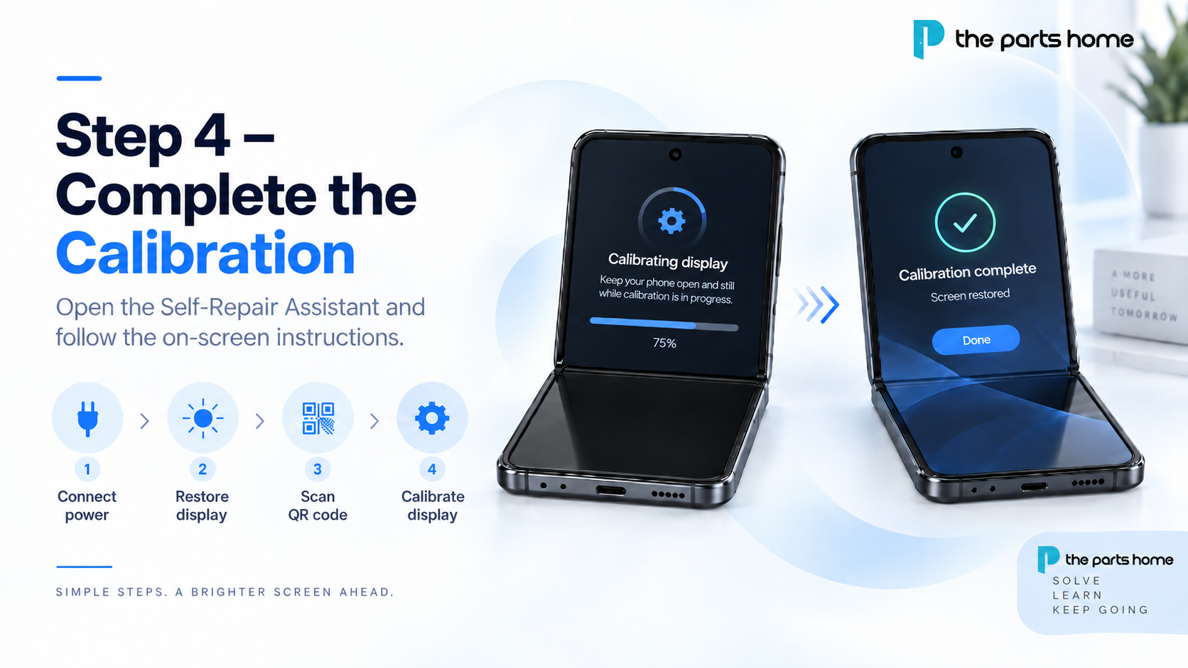 Samsung Flip Self-Repair Assistant screen calibration process